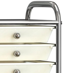 vidaXL Τρόλεϊ με 10 Συρτάρια Φορητό Λευκό Πλαστικό