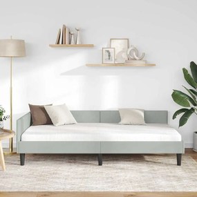 vidaXL Πλαϊνό Κρεβάτι με κεφαλάρι Ανοιχτό γκρι 90 x 190 cm