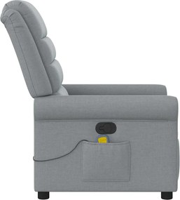 vidaXL Πολυθρόνα Μασάζ Ανακλινόμενη Ανοιχτό Γκρι Υφασμάτινη