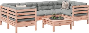 vidaXL Καναπές Κήπου Σετ 7 Τεμ. Μασίφ Ψευδοτσούγκα Ελάτης Μαξιλάρια