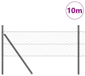 vidaXL Γκρι Εξαγωνική Περίφραξη  0.4x10 μ Ατσάλι