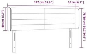 Κεφαλάρι με Πτερύγια Σκούρο Γκρι 147x16x78/88 εκ. Υφασμάτινο - Γκρι