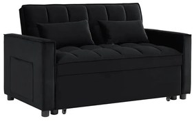 WOODWELL TEMPO Καναπές - Κρεβάτι, Με ανάκλιση πλάτης, Ύφασμα Velure Μαύρο 140x95x80 - Κρεβάτι:120x178 cm Ε998,2