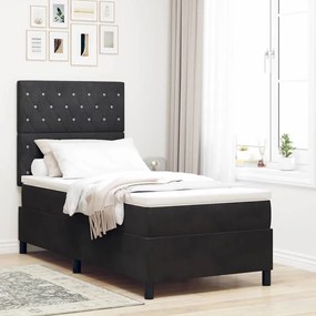 vidaXL Κρεβάτι με ελατήρια με στρώμα Μαύρο 100 x 200 cm Βελούδο