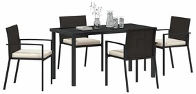 vidaXL Σέτ φαγητού για κήπο 5 pcs Μαύρο Πολυ ράταν