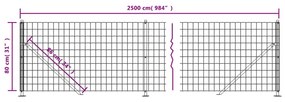 vidaXL Συρματόπλεγμα Περίφραξης Πράσινο 0,8 x 25 μ. με Βάσεις Φλάντζα