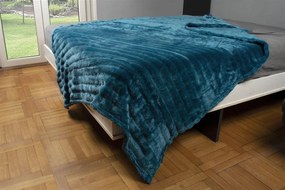 Κουβέρτα Coral Fleece Polyester Υπέρδιπλη 220x240εκ. Ριγέ 13 Petrol DimCol