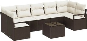 vidaXL Σετ Καναπέ 8 pcs Καφέ και Κρέμα συνθετικό ρατάν