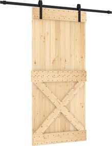vidaXL Συρόμενη Πόρτα Φυσικό και Μαύρο 95 x 210 cm
