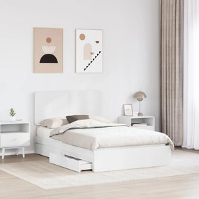 vidaXL Κρεβάτι Αποθήκης Λευκό 120 x 200 cm Επεξεργασμένο ξύλο