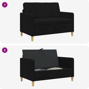 vidaXL Καναπές με Αποθήκευση Μαύρο 122 x 78 x 87 εκ Πολυεστέρας