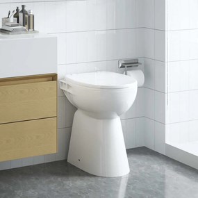 vidaXL Λεκάνη χωρίς χείλος, 7 εκ. επιπλέον ύψος, με αργό κλείσιμο Λευκή Κεραμική