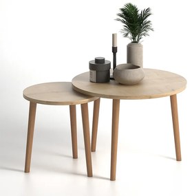 Σετ τραπεζάκια σαλονιού Roma Megapap 2 τμχ. χρώμα oak 60x60x46εκ.