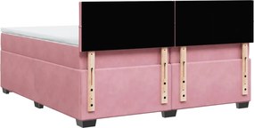 vidaXL Κρεβάτι Boxspring με Στρώμα Ροζ 200x200 εκ. Βελούδινο