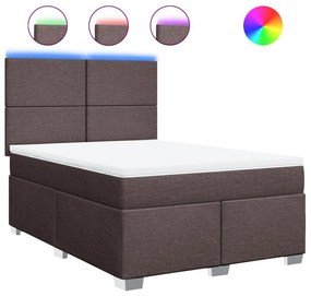 Κρεβάτι Boxspring με Στρώμα Σκούρο Καφέ 160x200 εκ Υφασμάτινο - Καφέ