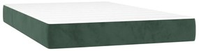vidaXL Κρεβάτι Boxspring με Στρώμα & LED Σκ. Πράσινο 120x200εκ Βελούδο