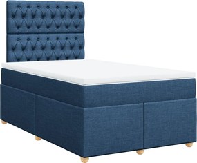 vidaXL Κρεβάτι Boxspring με Στρώμα Μπλε 120x190 εκ. Υφασμάτινο