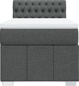 vidaXL Κρεβάτι Boxspring με Στρώμα Σκούρο Γκρι 100x200 εκ. Υφασμάτινο