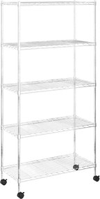 vidaXL Ραφιέρα 5 Επιπέδων με Τροχούς Χρωμέ 75x35x155 εκ. 250 κ.