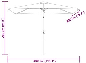 Ομπρέλα Ορθογώνια Πράσινη 200 x 300 εκ. 40771