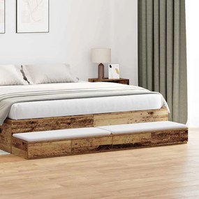 vidaXL Συρτάρια Κρεβατιού Παλιού Ξύλου 200x36,5x16,5 εκ. Κατασκευασμένο Ξύλο