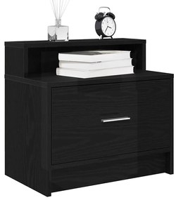 vidaXL Κομοδίνο με συρτάρι Μαύρη βελανιδιά 51x31x47 cm