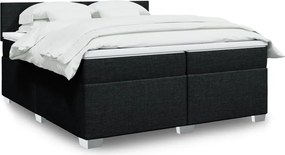vidaXL Κρεβάτι Boxspring με Στρώμα Μαύρο 200x200 εκ. Υφασμάτινο
