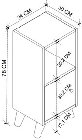 Κομοδίνο Vira Megapap χρώμα λευκό 34x30x78εκ.