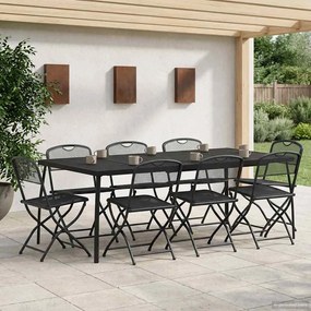 vidaXL Σετ Εξωτερικών Επίπλων 9 pcs Ανθρακί Σίδηρος και Χάλυβας