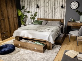 Κρεβάτι Boston K151, Διπλό, Καφέ, 160x200, Πλαστικοποιημένη μοριοσανίδα, 165x205x86cm