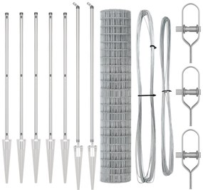 vidaXL Euro Fence με 7 στήλες 1.5x10 μ Γαλβανισμένο Ατσάλι