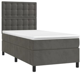 ΚΡΕΒΑΤΙ BOXSPRING ΜΕ ΣΤΡΩΜΑ ΣΚΟΥΡΟ ΓΚΡΙ 90X190 ΕΚ. ΒΕΛΟΥΔΙΝΟ 3143236