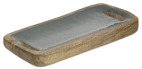 Inart Πιατέλα Διακοσμητική Ξύλινη Εμαγιέ 31x15x4cm Φυσικό-Πράσινο 3-70-803-0102