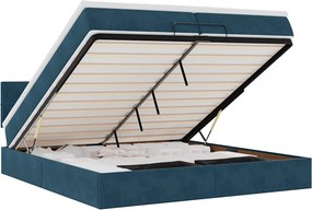 VidaXL Οθωμανικό κρεβάτι με στρώματα & LEDs Σκούρο μπλε Βελούδο