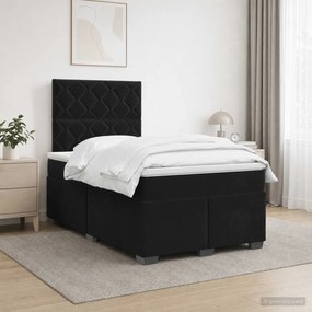 vidaXL Κρεβάτι box spring με στρώμα Μαύρο 120 x 200 cm Βελούδο