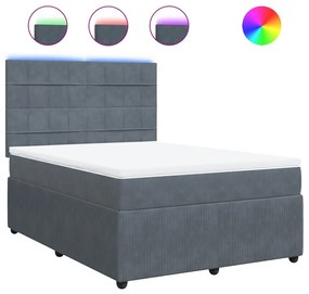 vidaXL Κρεβάτι Boxspring με Στρώμα Σκούρο Γκρι 160x200 εκ. Βελούδινο