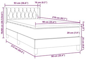 BOX SPRING ΚΡΕΒΑΤΙ ΜΕ ΣΤΡΩΜΑ ΡΟΖ 90X210 ΕΚ. ΒΕΛΟΥΔΙΝΟ 3318356