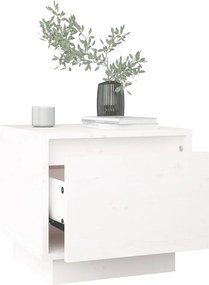 vidaXL Κομοδίνο Λευκό 35 x 34 x 32 εκ. από Μασίφ Ξύλο Πεύκου