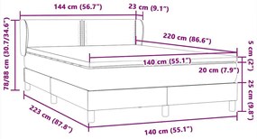 Box Spring Κρεβάτι με στρώμα Σκούρο γκρι 140x220 cm Βελούδινο - Γκρι