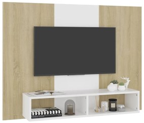 vidaXL Έπιπλο Τηλεόρασης Τοίχου Λευκό/Sonoma Δρυς 120x23,5x90εκ Μοριοσ