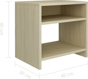 vidaXL Κομοδίνα 2 τεμ. Sonoma Δρυς 40 x 30 x 40 εκ. από Επεξ. Ξύλο