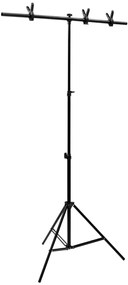 vidaXL Βάση Φόντου σε Σχήμα Τ Μαύρη 91 x 60 x (70-200) εκ.