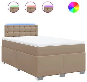 vidaXL Κρεβάτι Boxspring με Στρώμα Καπουτσίνο 120x190εκ.από Συνθ.Δέρμα