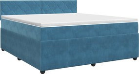 vidaXL Κρεβάτι box spring με στρώμα Σκούρο Μπλε 140 x 200 cm Βελούδο