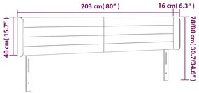 vidaXL Κεφαλάρι Κρεβατιού LED Σκούρο Γκρι 203x16x78/88 εκ. Υφασμάτινο