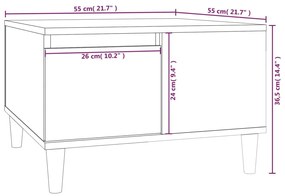 Τραπεζάκι Σαλονιού Καφέ Δρυς 55x55x36,5 εκ. Επεξεργασμένο Ξύλο - Καφέ