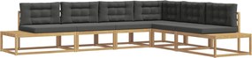 vidaXL 6 pcs Σειρά Καναπέ Εξωτερικού Πολυεστέρας Άσπρο και Ανθρακί