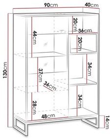 Βιτρίνα Providence J107, Άσπρο, Artisan βελανιδιά, Με πόρτες, Ο αριθμός των θυρών: 2, 130x90x40cm, 43 kg | Epipla1.gr