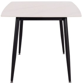 Τραπέζι Rav λευκό μαρμάρου sintered stone-μαύρο μέταλλο 140x80x75