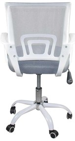 Πολυθρόνα Γραφείου Bf2101-Sw Με Ανάκλιση Άσπρο / Mesh Γκρι . Διάσταση: 57x53x90/100cm